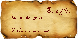 Badar Ágnes névjegykártya